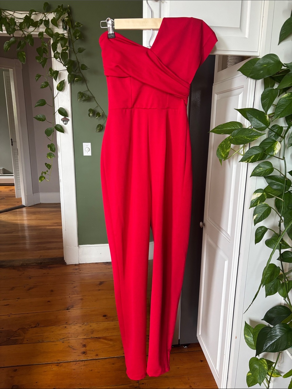 Red One-Shoulder Jumpsuit